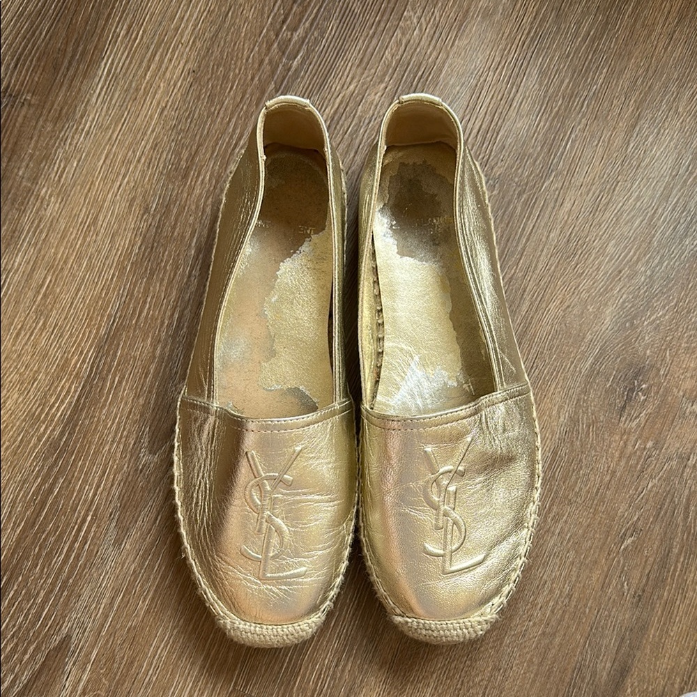 Yves Saint Laurent Gold Espadrilles